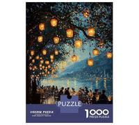 Puzzle De 1000 Pièces Pour Adultes Impressionist Inspired Lakeside Lantern Evening Puzzle Pour Adultes Jeux De Détente Cadeau D'anniversaire Interaction Parent-enfant 38x26cm/1000pcs