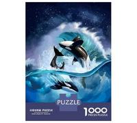 Puzzle De 1000 Pièces Pour Adultes Orcas Leaping Through Waves Puzzle Pour Adultes Jeux Relaxants Améliorent La Mémoire Jeu Stimulant Cadeaux 52x38cm/1000pcs