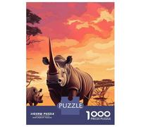 Puzzle De 1000 Pièces Pour Adultes Rhinoceros Art Wildlife Puzzles Pour Adolescents Jeu Manuel Défi Difficile Cadeau D'anniversaire, Cadeaux, 52x38cm/1000pcs