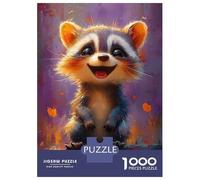 Puzzle De 1000 Pièces Pour Adultes Smiling Raccoon Illustration Puzzles Pour Adolescents Jeu Manuel Défi Difficile Cadeau D'anniversaire, Cadeaux, 38x26cm/1000pcs