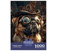 Puzzle De 1000 Pièces Pour Adultes Steampunk Pug Dog Puzzle Adulte, Jeu De Réflexion, Défi Difficile À Terminer 70x50cm/1000pcs
