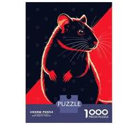 Puzzle De 1000 Pièces Pour Adultes Stylized Rat Illustration in Red And Black Puzzles Pour Adultes - Décoration Murale - Stimule La Mémoire - Cadeaux Uniques Pour Anniversaires Et Noël 70x50cm/1000pcs