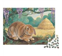 Puzzle Dutch Lop Rabbit 1000 Piece Challenge Toy for Adults,Enchanted Idyllic Impossible Jigsaw Puzzles 1000 Pieces Educational Game Home Decoration 1000pcs (75x50cm)