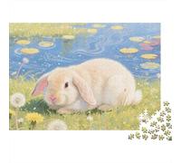 Puzzle Dutch Lop Rabbit 1000 Piece Challenge Toy for Adults,Tranquil Idyllic Impossible Jigsaw Puzzles 1000 Piece Educational Game 1000pcs (75x50cm)