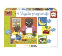 Puzzle - EDUCA - Petit Ours Brun : 4 puzzles progressifs pour enfants de 12 a 25 pieces des 3 ans
