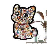 Puzzle En Forme De Chat,135 Pièces Jeu Éducatif Pour - Puzzles en Bois pour Adultes sur le Thème du Chat | Famille Fêtes de Pâques et Hiver