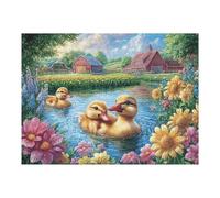 Puzzle Enjoyment for Adults Ducklings Spring Flower Stream Wildlife Wild Nature 500 Pieces Fun Creative And Perfect for Family 500 PCS（52×38cm）