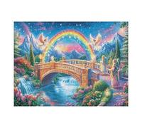 Puzzle Enjoyment for Adults Rainbow Bridge Angel Religious Faith Spiritual 500 Pieces Fun Creative And Perfect for Family 500 PCS（52×38cm）