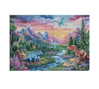 Puzzle Enjoyment with Mountain Dinosaur Forest Wildlife Wild Nature Prehistoric 300 Piece Adult Puzzle Stimulating Fun And Perfect for Pastime 300 PCS（40x28cm）