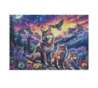 Puzzle Enjoyment with Wolf Pack Mountain Forest Wildlife Wild Nature Beautiful 300 Piece Adult Puzzle Stimulating Fun And Perfect for Pastime 300 PCS（40x28cm）
