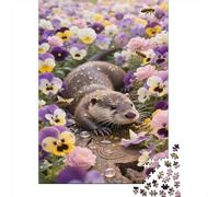 Puzzle European Otter 1000 Piece Challenge Game for Adults, Natural Ecology Impossible Jigsaw Puzzles 1000 Pieces Educational Game for Adults Or Families Pieces Gifts 1000pcs (75x50cm)