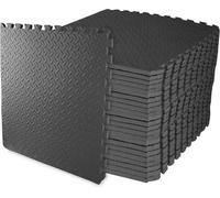 Puzzle Exercise Mat, Balancefrom Eva Foam Interlocking Tiles, 96 Sq Ft, Black
