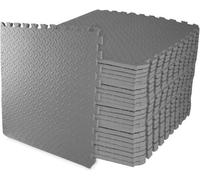 Puzzle Exercise Mat, Balancefrom Eva Foam Interlocking Tiles, 96 Sq Ft, Grey