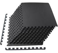 Puzzle Exercise Mat, Balancefrom High-Density Eva Foam Interlocking Tiles, Black