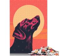 Puzzle Faithful Dog Vector Portrait with Sunset Backdrop 1000 Piece Jigsaw Puzzle for Adults And Paper Jigsaw Puzzles Suitable for Adults And Teens 18+ Gift For Birthdays 38x26cm/1000pcs