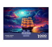 Puzzle Fantasy Sailing Vessel 1000 Pieces Challenge Toy for Adults,Dreamy Ocean Voyage Impossible Jigsaw Puzzles 1000 Piece Educational Games Home Decoration 70x50cm/1000pcs
