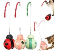 Puzzle Feeder Cat Toy,Interactive Cat Puzzle Feeder,Mental Stimulation Food Dispenser,Training Toy for Dogs Indoor Teaser Toys with Spring Treat Teaser Wand,Slow Food Dispenser to Relieve (Red)