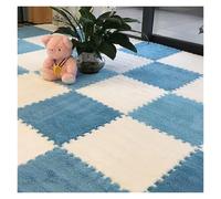 Puzzle Foam Mat Soft Plush Mat Eva Foam Puzzle Carpet Warm Interlocking Rugs Infant 30 * 30 * 1cm(White Blue,20Pcs)