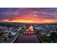 Puzzle for adults 1000 Northern Ireland, river, bridge, houses, city at sunrise and sunset Mj420TY 26x38cm
