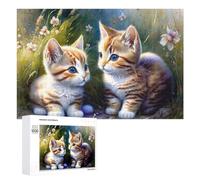 Puzzle for Adults 1000 PCS Adorable Kitten Pair in Garden Puzzle for Adults Brain Teaser Game Difficult Challenge for Is Ideal As A Gift 1000 PCS