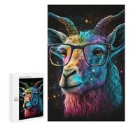 Puzzle for Adults 1000 PCS Colorful Goat with Glasses Art Print Adult Jigsaw Puzzles Hand Speed Race Parent-child Interaction Deal As Gifts for The Whole Family 1000 PCS