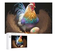 Puzzle for Adults 1000 PCS Colorful Rooster with Egg in Nest Puzzle for Adults Brain Teaser Game Difficult Challenge for Is Ideal As A Gift 1000 PCS