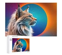 Puzzle for Adults 1000 PCS Cosmic Lynx Profile Puzzle for Adults Brain Teaser Game Difficult Challenge for Is Ideal As A Gift 1000 PCS