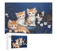 Puzzle for Adults 1000 PCS Cute Kittens Garden Puzzle for Adults Brain Teaser Game Difficult Challenge for Is Ideal As A Gift 1000 PCS