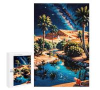 Puzzle for Adults 1000 PCS Desert Oasis Under Starry Sky Puzzle for Adults Brain Teaser Game Difficult Challenge for Is Ideal As A Gift 1000 PCS