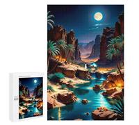 Puzzle for Adults 1000 PCS Desert Oasis Under The Moonlight Puzzle for Adults Brain Teaser Game Difficult Challenge for Is Ideal As A Gift 1000 PCS