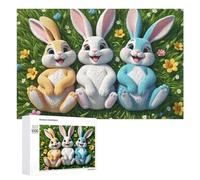 Puzzle for Adults 1000 PCS Easter Bunny Trio Puzzle for Adults Brain Teaser Game Difficult Challenge for Is Ideal As A Gift 1000 PCS