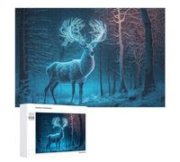 Puzzle for Adults 1000 PCS Enchanted Winter Forest with Glowing Deer Puzzle for Adults Brain Teaser Game Difficult Challenge for Is Ideal As A Gift 1000 PCS