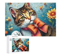Puzzle for Adults 1000 PCS Floral Fantasy Kitten -4 Puzzle for Adults Brain Teaser Game Difficult Challenge for Is Ideal As A Gift 1000 PCS