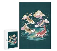 Puzzle for Adults 1000 PCS Four Koi Fish in A Circle Adult Jigsaw Puzzles Hand Speed Race Parent-child Interaction Deal As Gifts for The Whole Family 1000 PCS