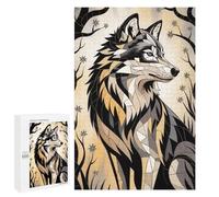 Puzzle for Adults 1000 PCS Gilded Mosaic - Turquoise Wolf of Celestial Majesty Adult Jigsaw Puzzles Hand Speed Race Parent-child Interaction Deal As Gifts for The Whole Family 1000 PCS