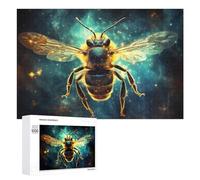 Puzzle for Adults 1000 PCS Golden Bee in Cosmic Light Puzzle for Adults Brain Teaser Game Difficult Challenge for Is Ideal As A Gift 1000 PCS