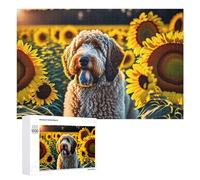 Puzzle for Adults 1000 PCS Golden Retriever in Sunflower Field-1 Puzzle for Adults Brain Teaser Game Difficult Challenge for Is Ideal As A Gift 1000 PCS