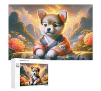 Puzzle for Adults 1000 PCS Japanese Puppy in Kimono Puzzle for Adults Brain Teaser Game Difficult Challenge for Is Ideal As A Gift 1000 PCS