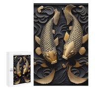 Puzzle for Adults 1000 PCS Koi Fish Gold Relief Deco Adult Jigsaw Puzzles Hand Speed Race Parent-child Interaction Deal As Gifts for The Whole Family 1000 PCS