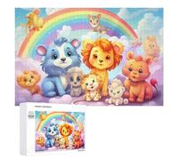 Puzzle for Adults 1000 PCS Lion Family Adventure in Rainbow Land Puzzle for Adults Brain Teaser Game Difficult Challenge for Is Ideal As A Gift 1000 PCS