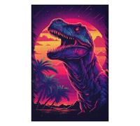 Puzzle for Adults 1000 PCS Neon Dinosaur Sunset Artwork Adult Puzzles Hands-on Game Precision Cutting Unique Gifts for Birthday And Christmas 1000 PCS