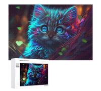 Puzzle for Adults 1000 PCS Neon Forest Kitten Puzzle for Adults Brain Teaser Game Difficult Challenge for Is Ideal As A Gift 1000 PCS