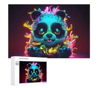 Puzzle for Adults 1000 PCS Neon Panda Artwork Puzzle for Adults Brain Teaser Game Difficult Challenge for Is Ideal As A Gift 1000 PCS