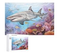 Puzzle for Adults 1000 PCS Ocean Life with Tiger Shark Puzzle for Adults Brain Teaser Game Difficult Challenge for Is Ideal As A Gift 1000 PCS