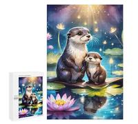 Puzzle for Adults 1000 PCS Otters in A Magical Pond Puzzle for Adults Brain Teaser Game Difficult Challenge for Is Ideal As A Gift 1000 PCS