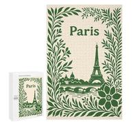 Puzzle for Adults 1000 PCS Paris Illustration with Floral Frame Adult Jigsaw Puzzles Hand Speed Race Parent-child Interaction Deal As Gifts for The Whole Family 1000 PCS