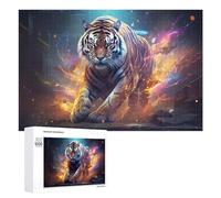 Puzzle for Adults 1000 PCS Powerful Tiger in Action -1 Puzzle for Adults Brain Teaser Game Difficult Challenge for Is Ideal As A Gift 1000 PCS