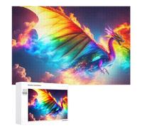 Puzzle for Adults 1000 PCS Rainbow Dragon Flight Puzzle for Adults Brain Teaser Game Difficult Challenge for Is Ideal As A Gift 1000 PCS