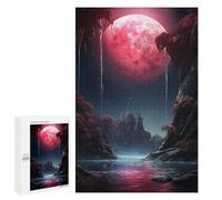 Puzzle for Adults 1000 PCS Red Moon Landscape Fantasy Adult Jigsaw Puzzles Hand Speed Race Parent-child Interaction Deal As Gifts for The Whole Family 1000 PCS