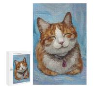 Puzzle for Adults 1000 PCS Smiling Cat Meme Blue Adult Jigsaw Puzzle Family Game Home Decoration Unique Gifts for Birthday And Christmas 1000 PCS